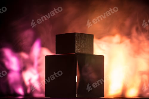 Preview: the jar of perfume on smoke, black background
