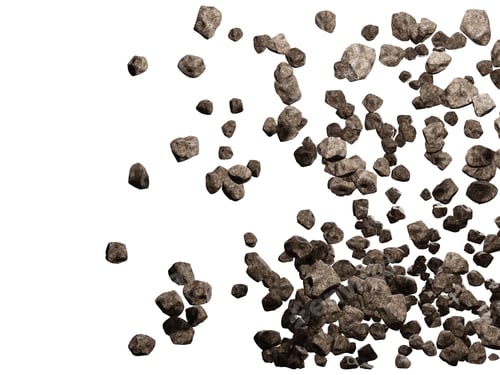 Preview: Falling rocks isolated on white background. 3d rendering illustration.