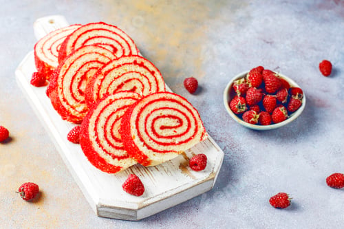 Preview: Homemade delicious raspberry cake roll.