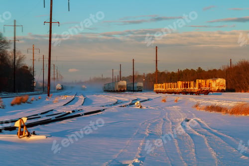 Preview: rail landscape. snowing