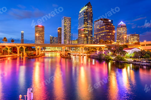 Preview: Tampa, Florida, Usa Downtown City Skyline Over The Hillsborough River.