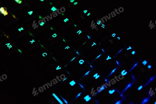Preview: Gaming rgb keyboard on dark background