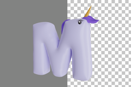 Preview: Letter M Unicorn 3D Icon