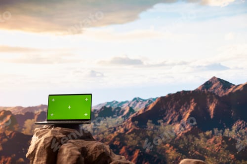 Preview: Pristine national park landscape with rocky ledges and copy space screen