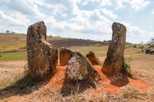 Preview: Fragment of unique archaeological site which was destroyed from exploded cluster bombs.