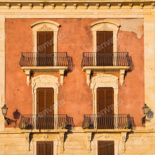 Preview: Ortigia (Ortygia), architectural detail of typical Sicilian balconies, Syracuse (Siracusa), UNESCO W