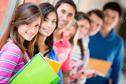 Preview: Group Of Students In A Row And Smiling