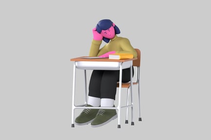 Preview: Bored Student Cartoon Character