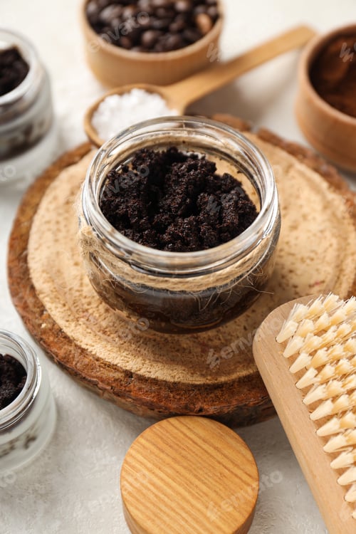 Preview: Concept of skin and face care, coffee scrub