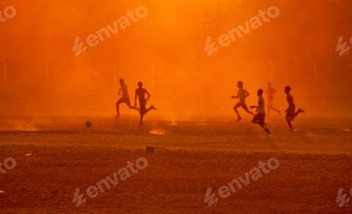 Preview: Silhouette people playing football