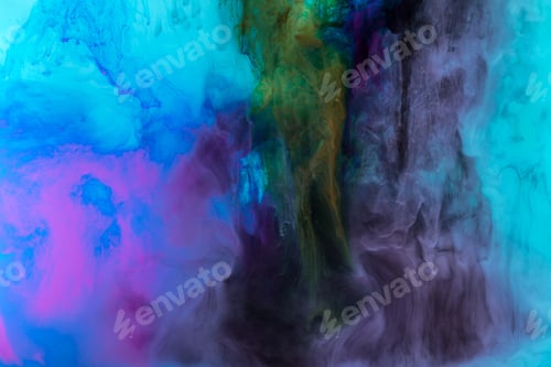 Preview: creative texture with purple and blue paint swirls in water