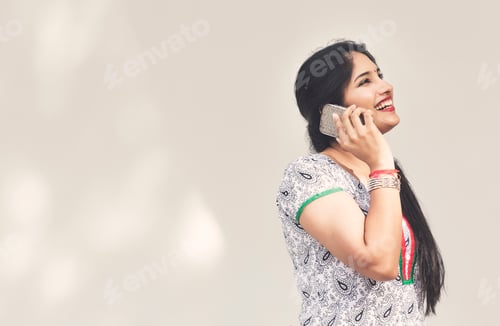Preview: Girl Indian Telecommunication Talking Mobile Concept