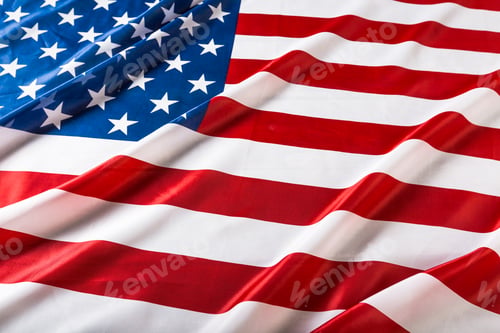Preview: Closeup of ruffled American flag