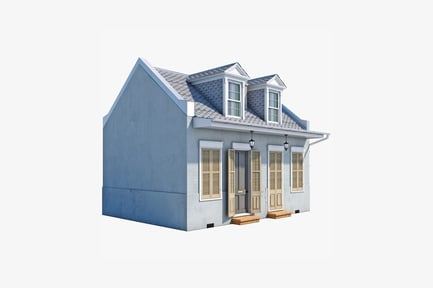 Preview: Single-story house with gable roof and shutters