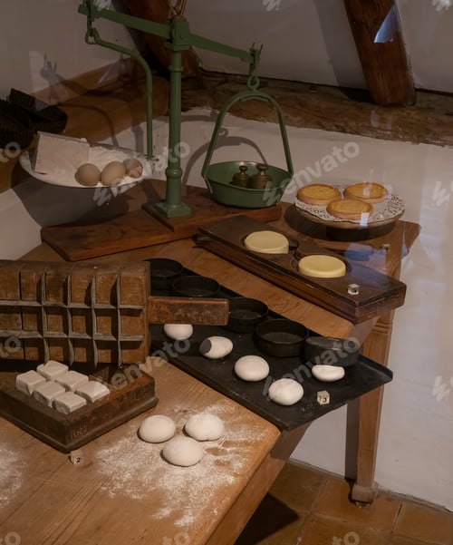indoor bakery with equipment for making bread