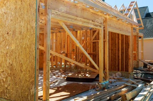 Preview: A new stick built home under construction The new building house