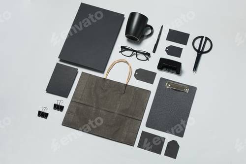 Preview: Mockup business brand template on light gray background, space for text