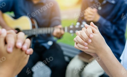 Preview: Group of people praying and worship god.