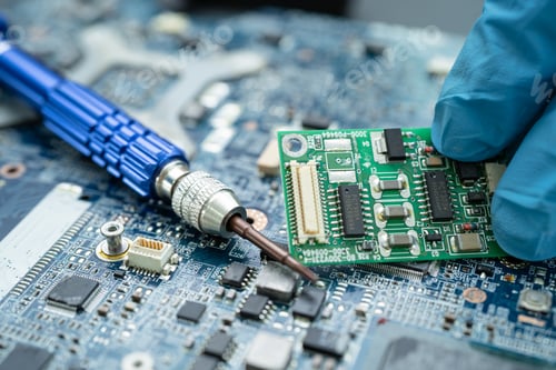Preview: Repairing inside of hard disk by soldering iron. Integrated Circuit. the concept