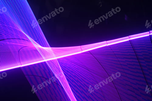 Preview: Large display featuring a pattern of purple and blue lights radiating outward along distinct lines