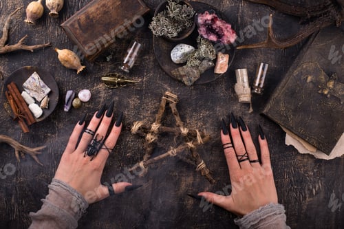 Preview: Esoteric magical background with crystal.