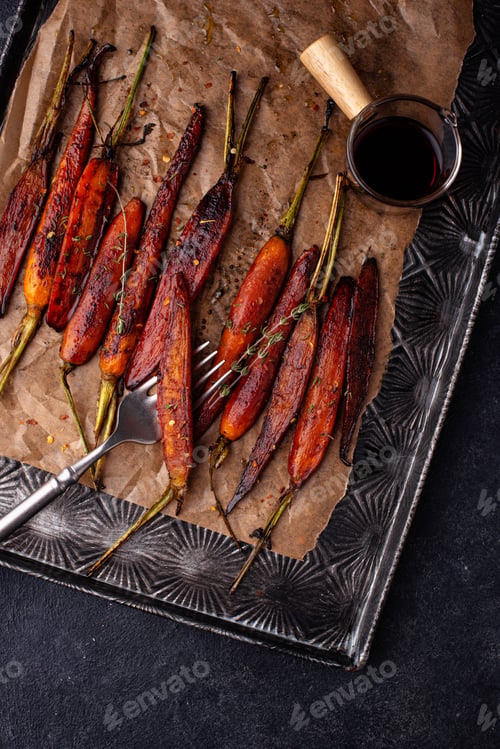 Preview: Baked carrot glazed with soy sauce and honey