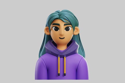 Preview: Cartoon girl with hoodie
