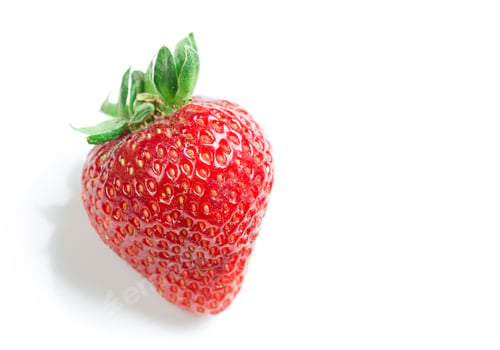 Preview: Fresh red strawberry on a white background showcasing its vibrant color and texture
