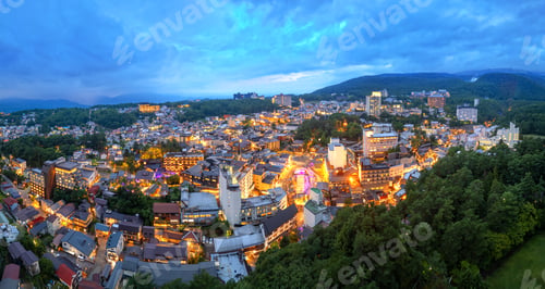 Preview: Kusatsu Onsen, Gunma Prefecture, Japan at twilight.