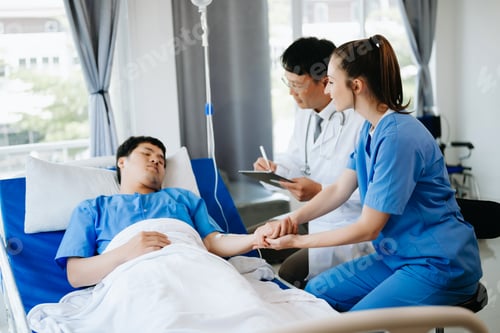 Preview: Doctors explaining the symptoms to a patient in hospital