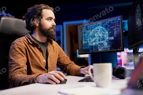 Preview: Software developer using computer for artificial intelligence computing