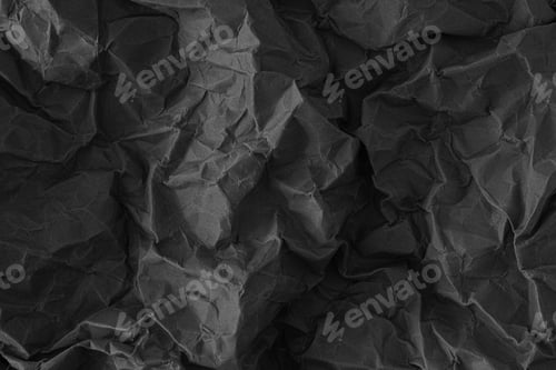 Preview: black crumpled paper texture background creased