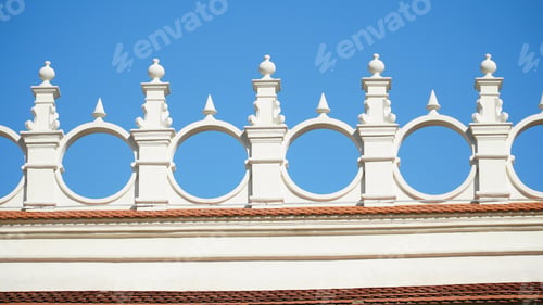 Preview: castle decoration elements. Gothic arches against the background of the sky. Elements of