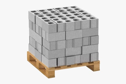 Vista previa: Paleta de bloques de hormigón apilados y sin asegurar