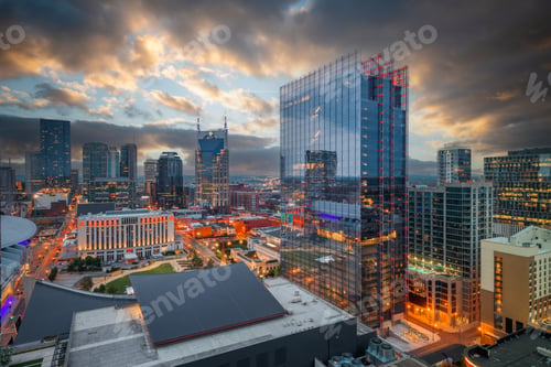 Preview: Nashville, Tennessee, USA Downtown Cityscape and Rooftop Views