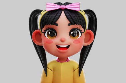 Preview: Cute Smiling 3D Chibi Korean Girl