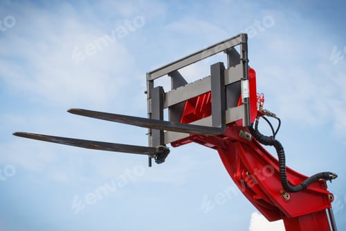 Preview: Forklift loader or stacker. Part of hydraulic mechanism using in industrial machine