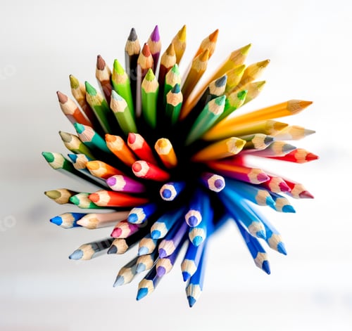 Preview: Colorful pencils set on watercolor paper