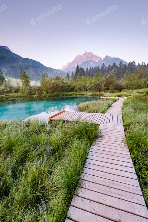 Preview: Wooden bridge in Zelenci parkland, Slovenia