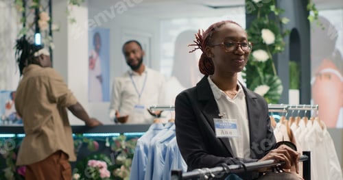 Preview: Worker restocks luxurious clothing store