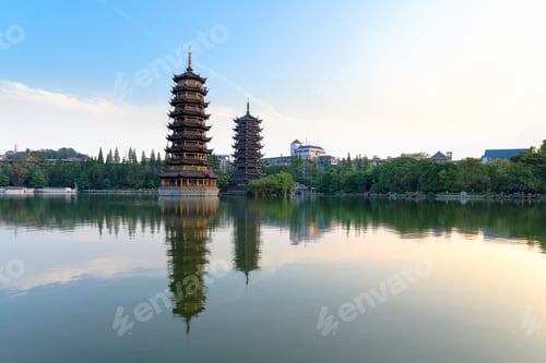 Preview: twin pagodas in banyan lake