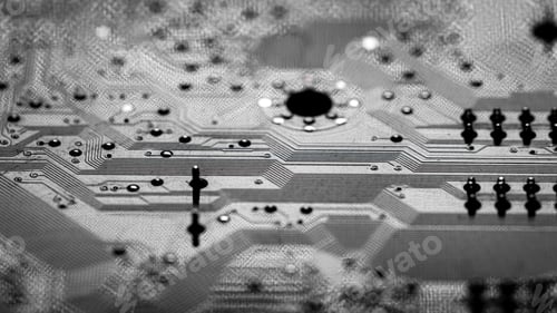 Preview: Closeup of printed wiring and soldering on a PC circuit board