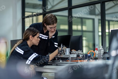 Preview: Team woman engineers practicing maintenance Taking care and practicing maintenance