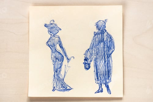 Preview: Vintage Fashion Sketch of Two Figures