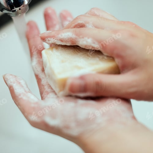 Preview: Washing hands with a bar soap to prevent coronavirus contamination
