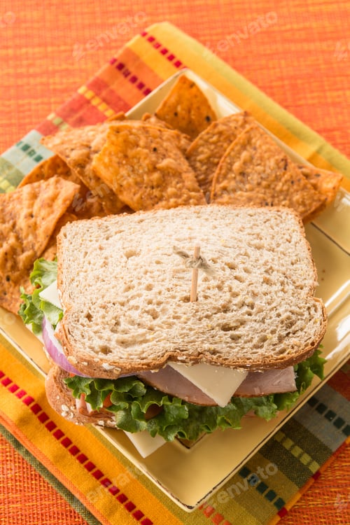 Preview: Lunch Sandwich Ham Turkey Swiss Cheese On Wheat Bread Healthy Food