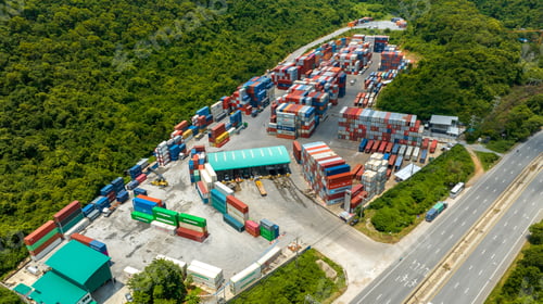 Preview: Shipyard Cargo Container Sea Port around mountain Freight forwarding service logistics