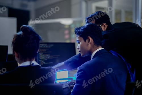 Preview: Two diverse engineers coordinate operations on a night shift.