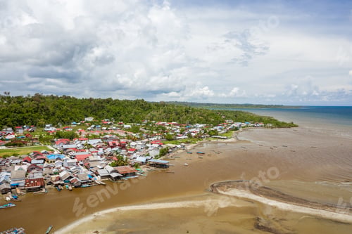 Preview: Mesmerizing view of the Padang city near the coast of the turquoise clear water in Indonesia