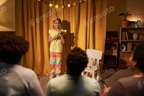 Preview: Black Little Girl Giving Talent Show Performance at Home